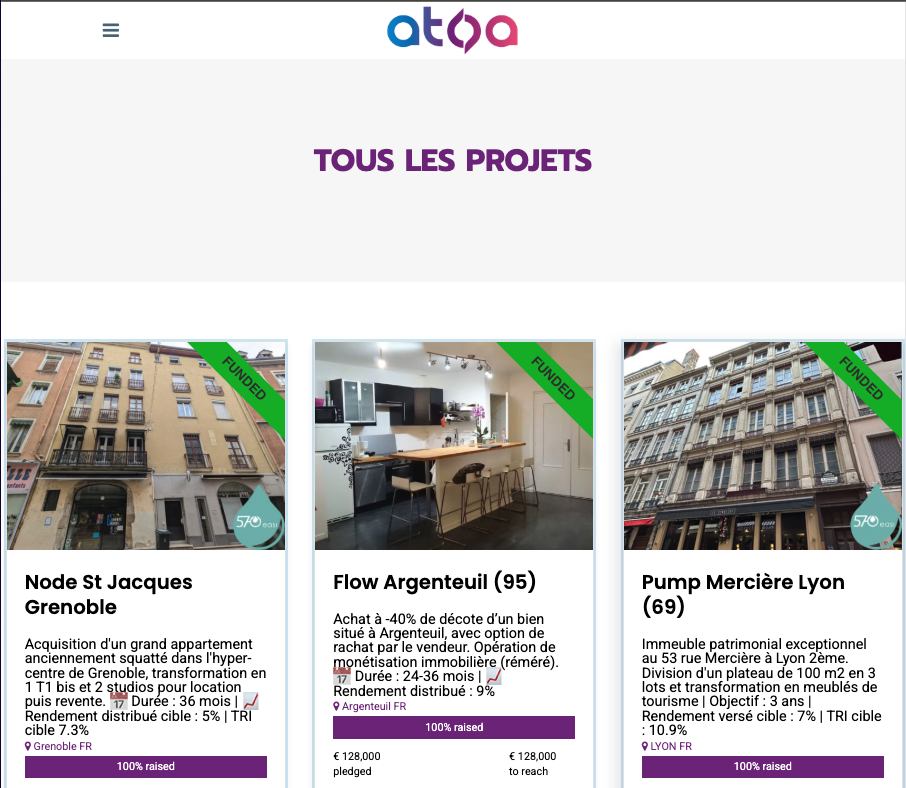 atoa investissement immobilier tokenise